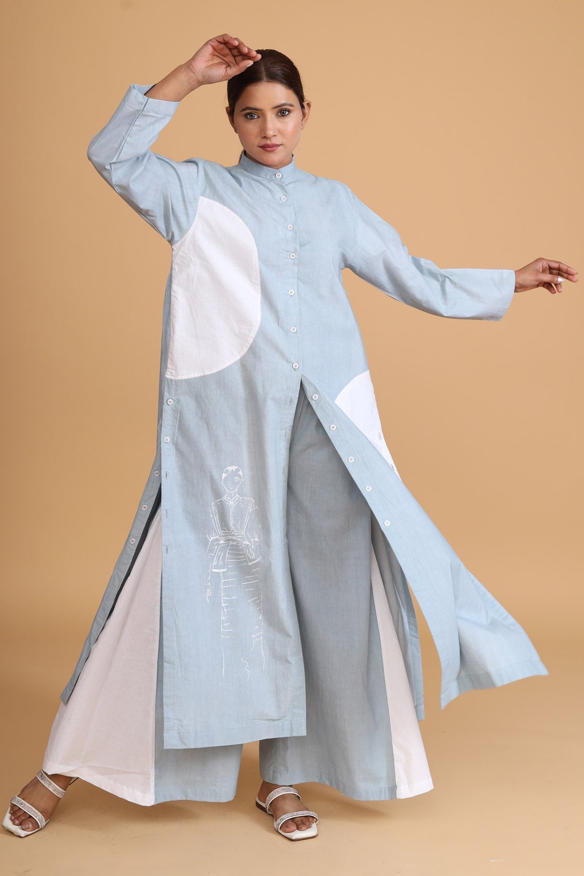 Front Patch Tunic Co-ord Set - Contemporary Style at ScrollnShops